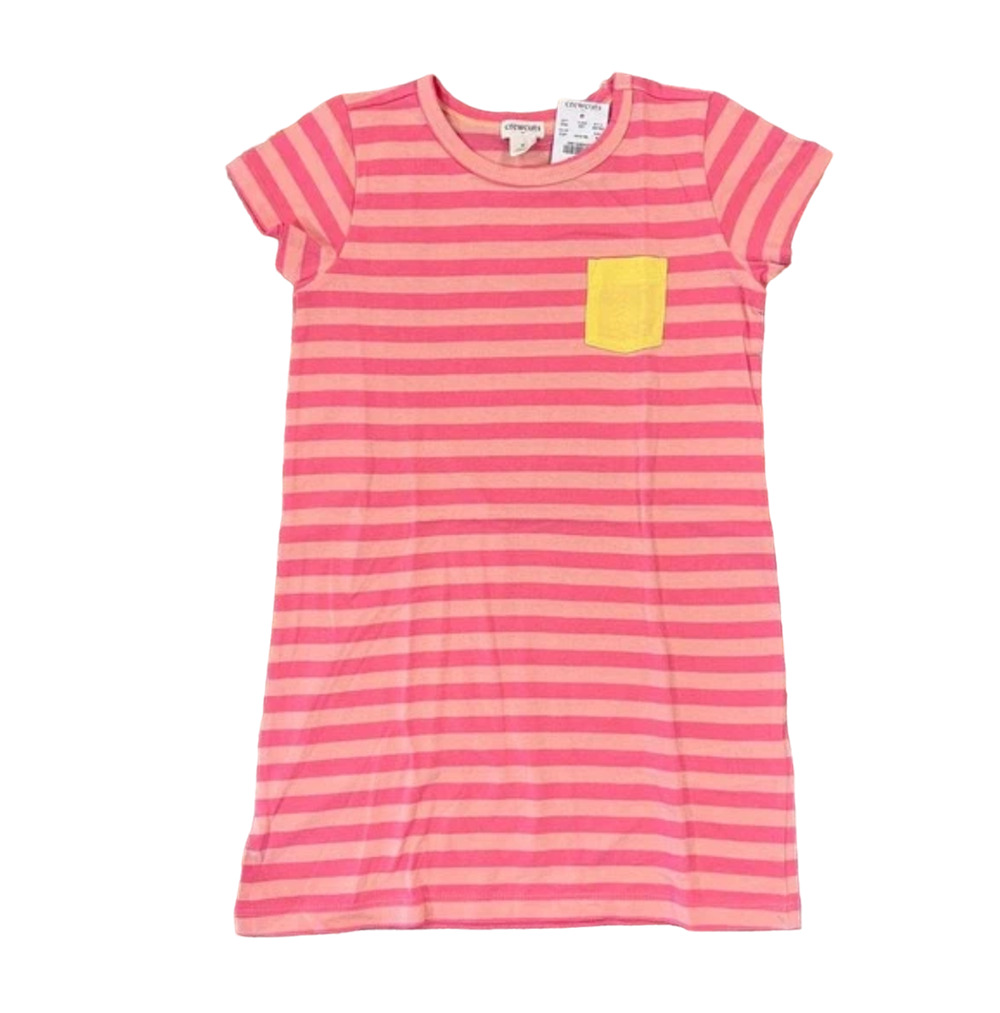 NWT J. Crew Girls' Pink W/Yellow Pocket Striped Dress - SIZE 3